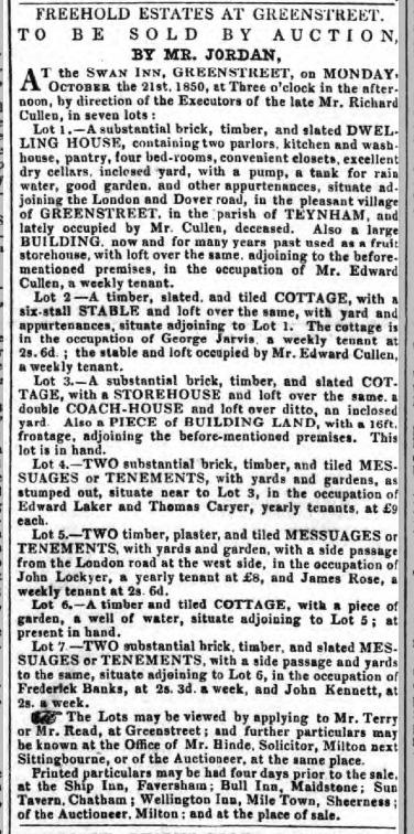 An advertisment for Richard Cullen's estate property