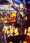 John Wesley Preaching: Stained Glass Window - 16532 Bytes