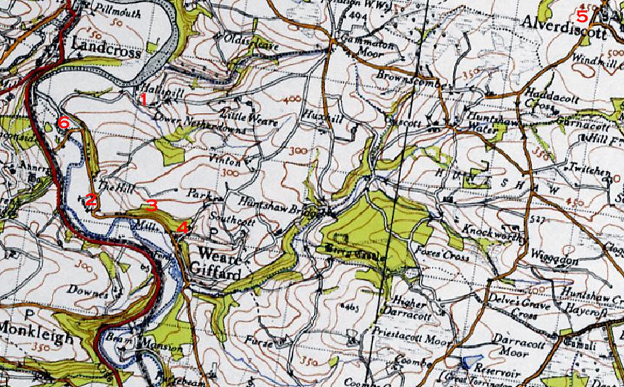 Map of Weare Giffard